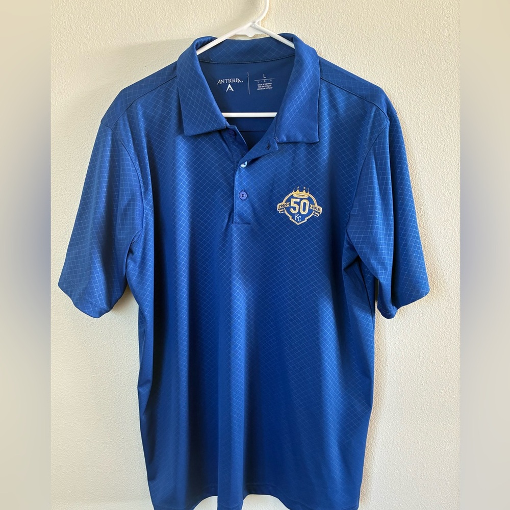 Antigua Kansas City Royals 50th Anniversary blue Large polo shirt